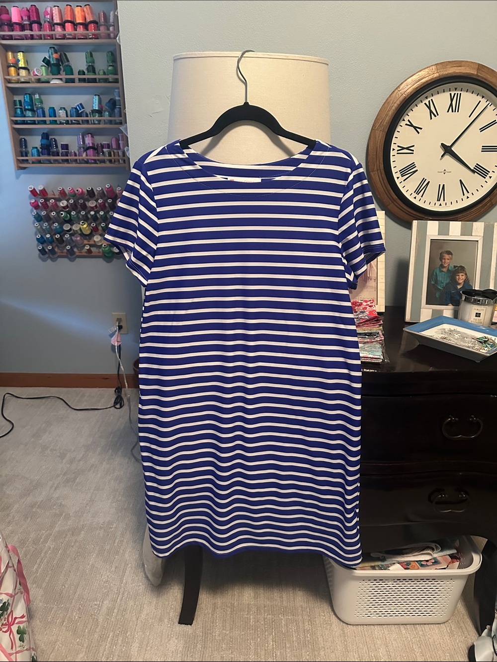 Jude Connally Blue and White Striped Ella Dress, size medium